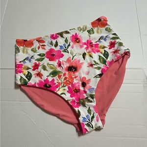 NWOT XL Coral Reef Reversible Floral High-Waisted Bikini Bottoms